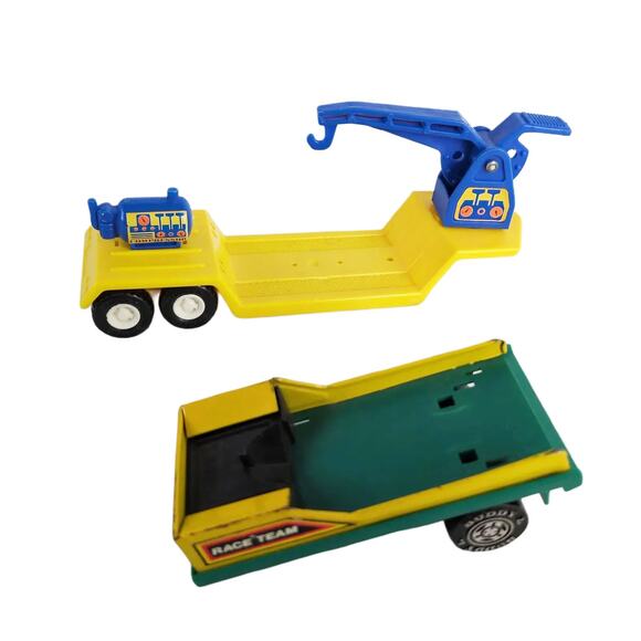 Vintage 1980s Buddy-L Plastic Sea Explorer & Steel Speedboat Race Team Trailers - Picture 1 of 9